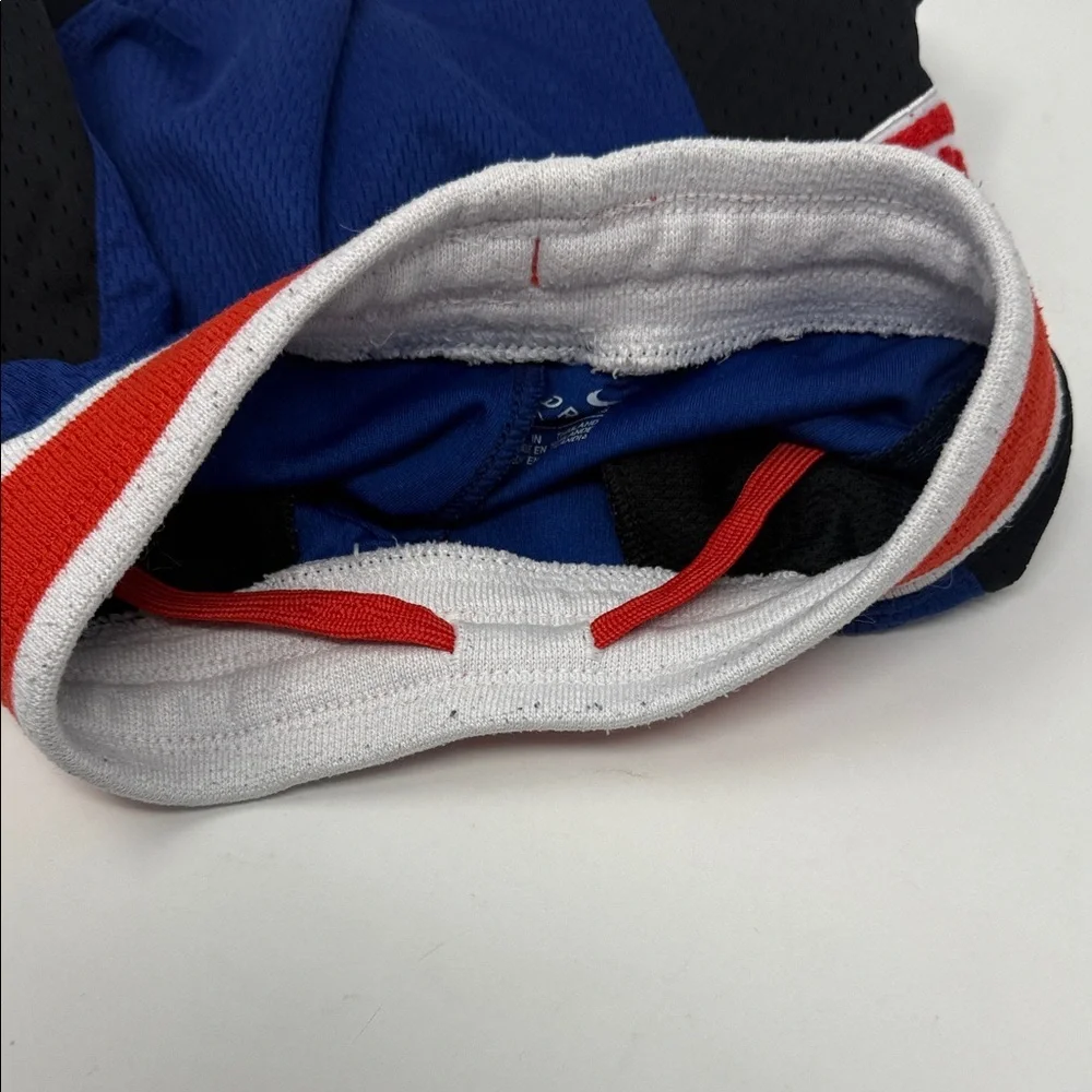 Nike Kids Blue Athletic Shorts -Red Waistband Trim 3-4 drawstring